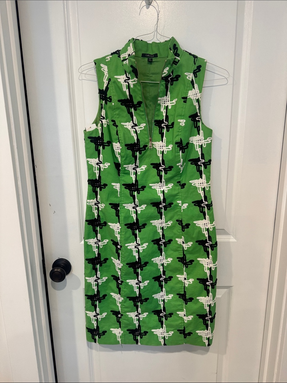 Carlisle Green Tunic Dress with Black and White Pattern